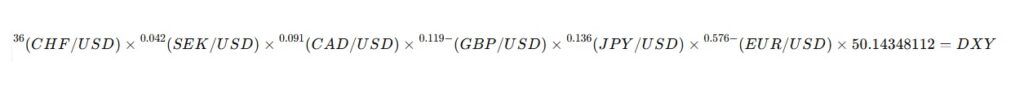 فرمول محاسبه DXY
